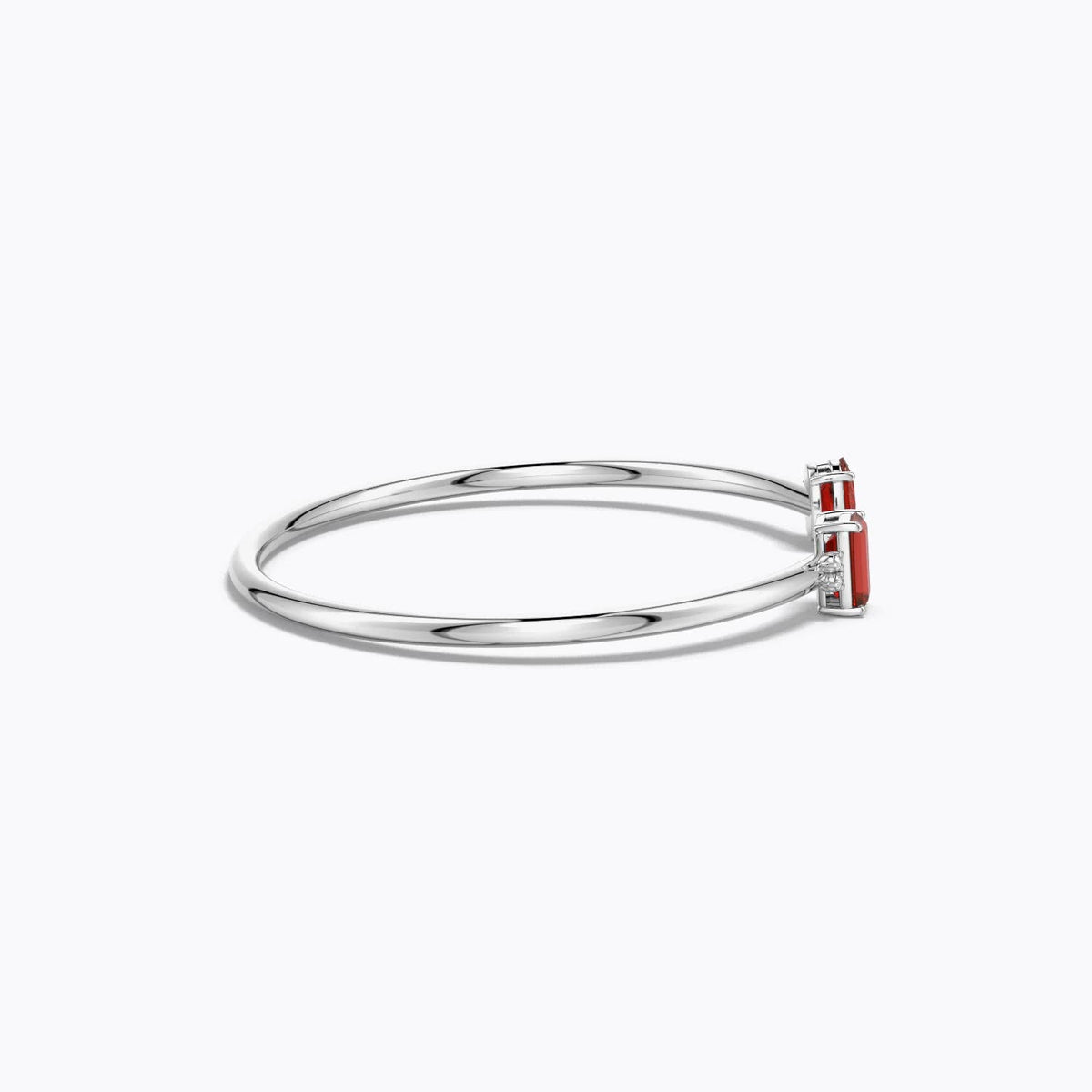 1.28 CTW Oval and Emerald-Cut Ruby Two-Stone Cuff Bracelet in 18K White Gold
