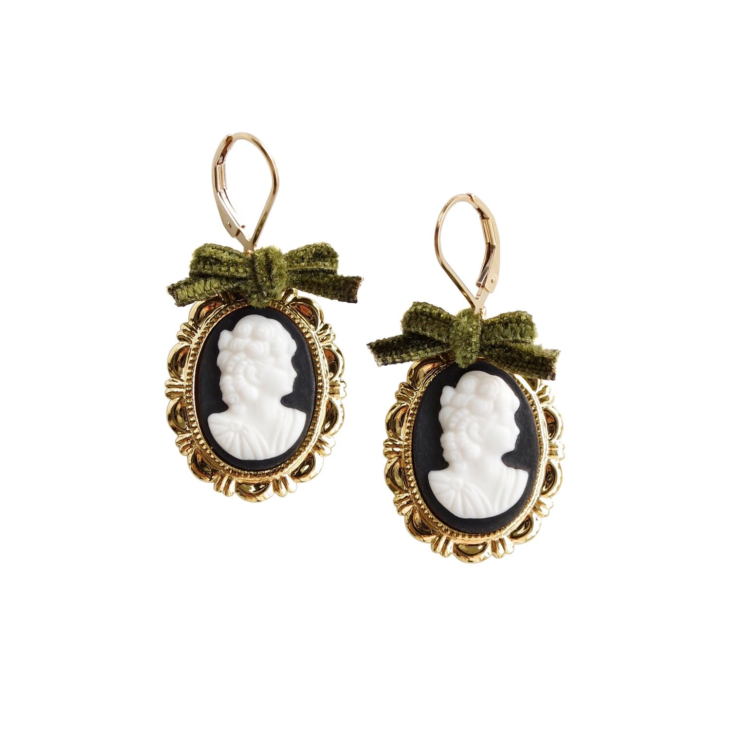 Dark Romance Goddess Oval Porcelain Cameo Earrings