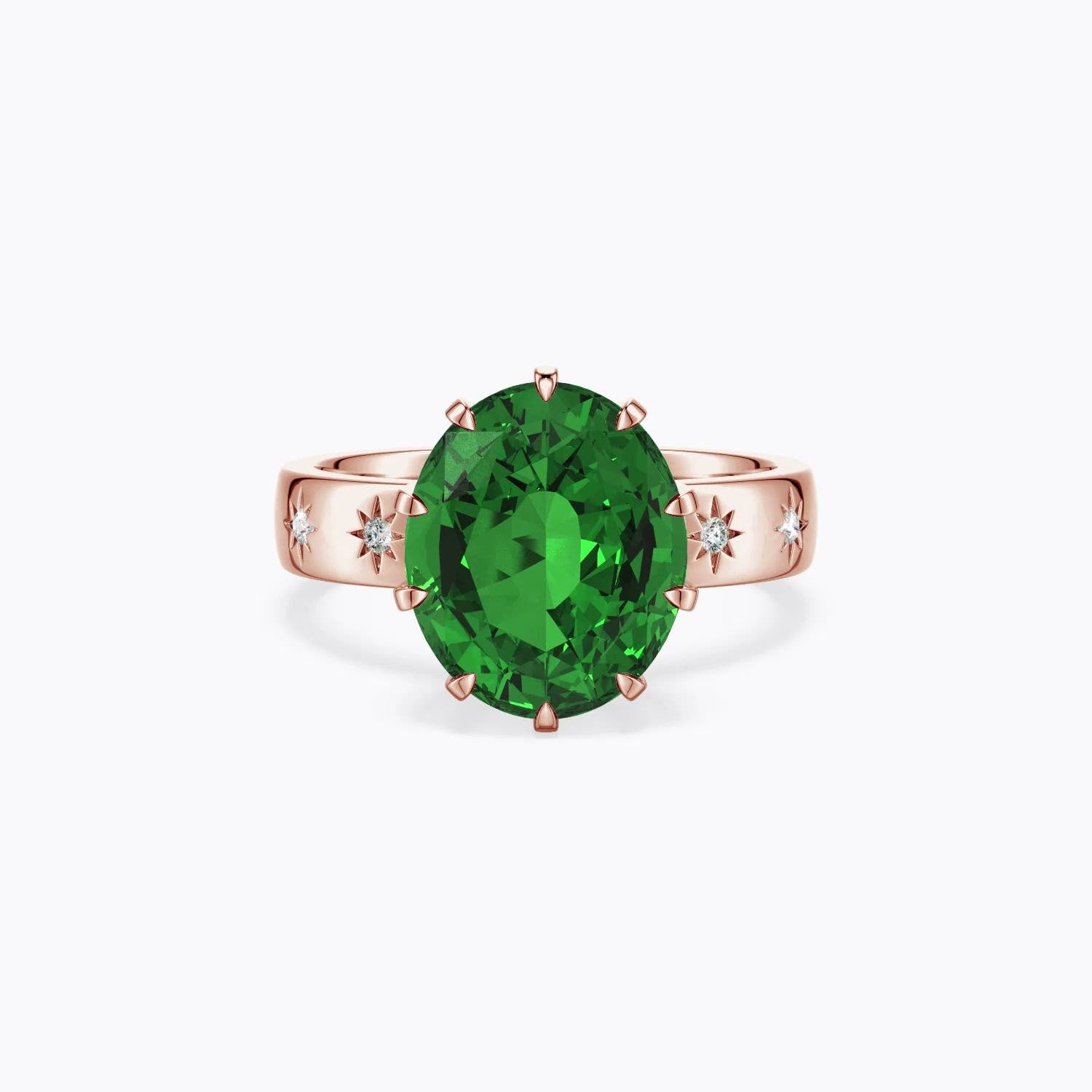 1.24 CTW Lab-Grown Aeon Vintage Inspired Oval Emerald Solitaire Engagement Ring with Milgrain in 14K Rose Gold