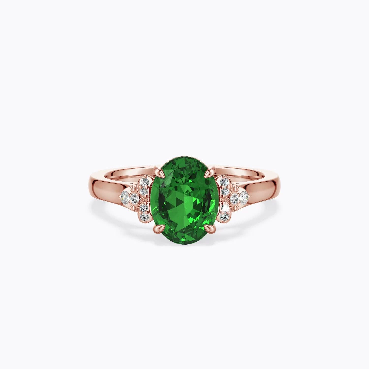 1.24 CTW Lab-Grown Aeon Vintage Inspired Oval Emerald Solitaire Engagement Ring with Milgrain in 14K Rose Gold