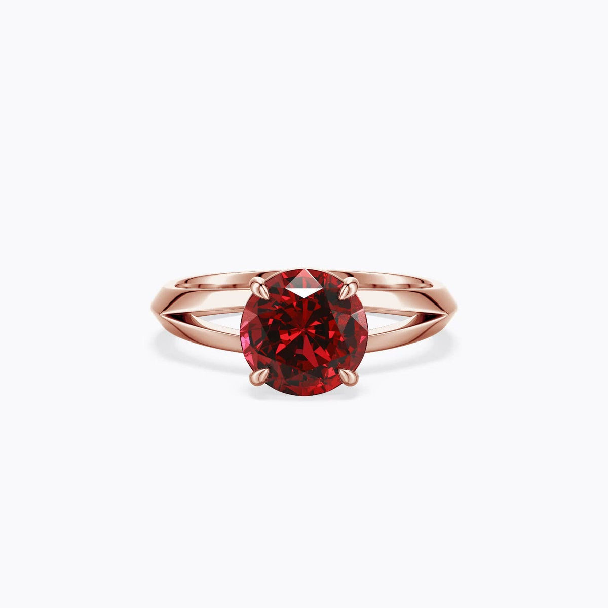 1.42 CTW Round Lab-Grown Ruby Curved Engagement Ring with Accents in 14K Rose Gold
