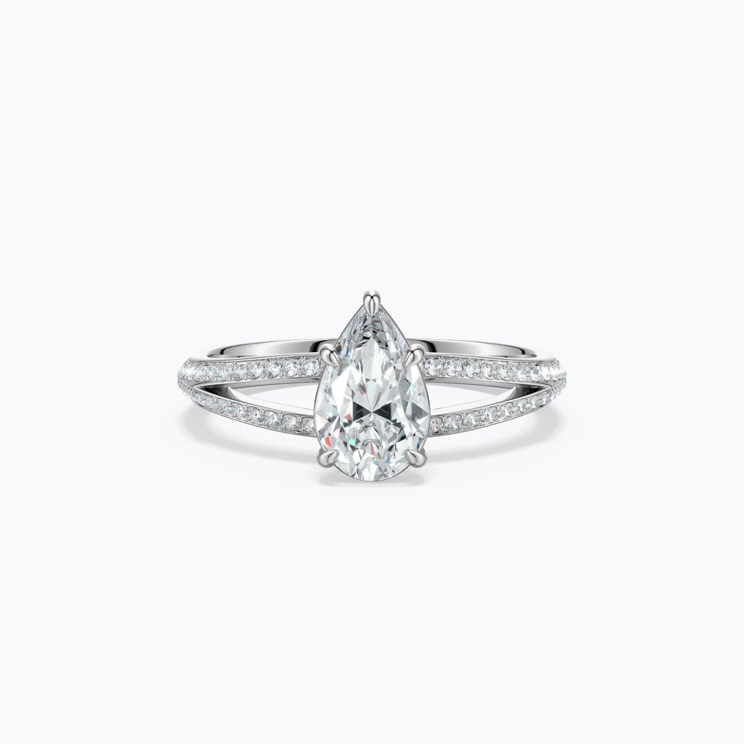 2.45 CTW Pear-Shaped Diamond Engagement Ring with Pavé Accents in Platinum