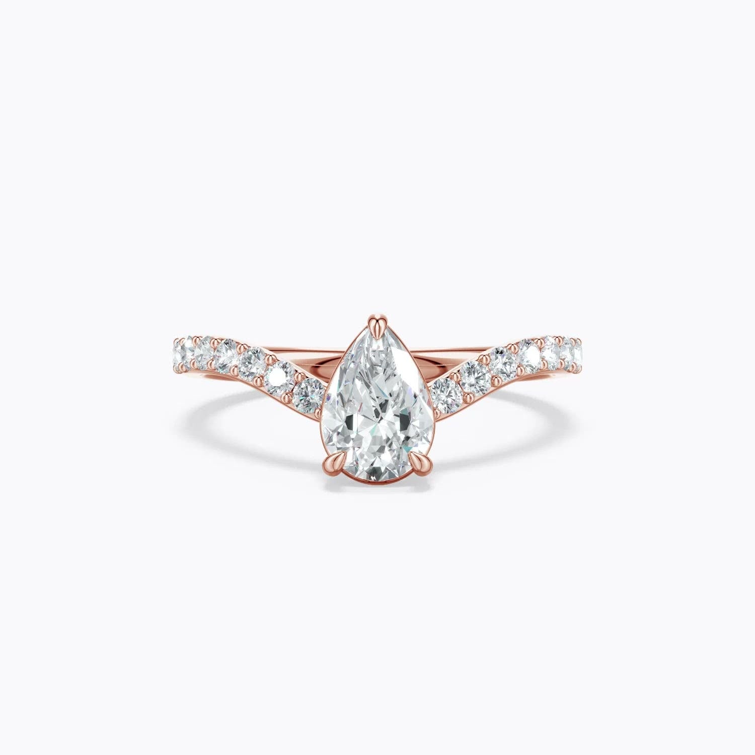 1.5 CTW Pear Lab-Grown Blue Sapphire Curved Engagement Ring with Accents in 14K Rose Gold