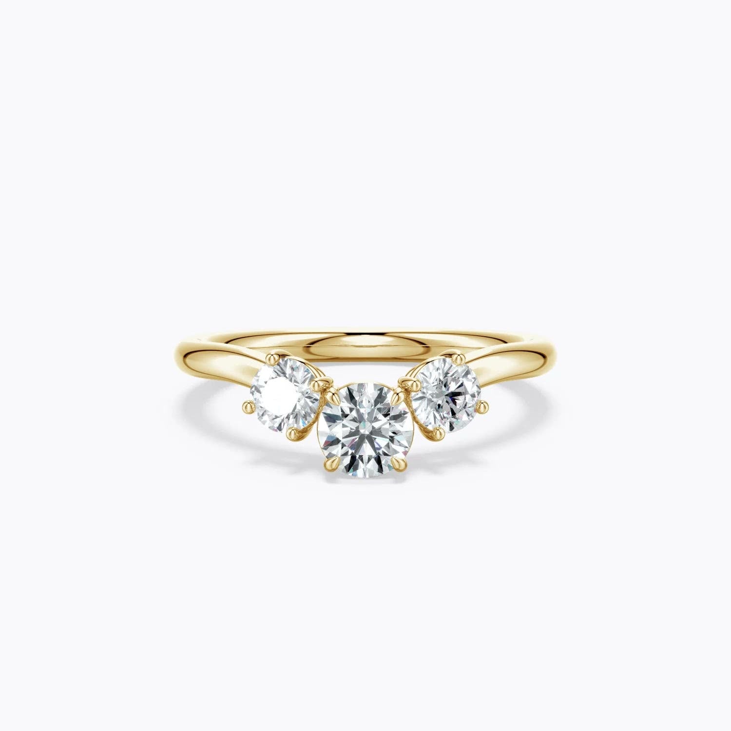 0.75 CTW Solitaire Diamond Twist Shank Engagement Ring with Accents in 18K Yellow Gold