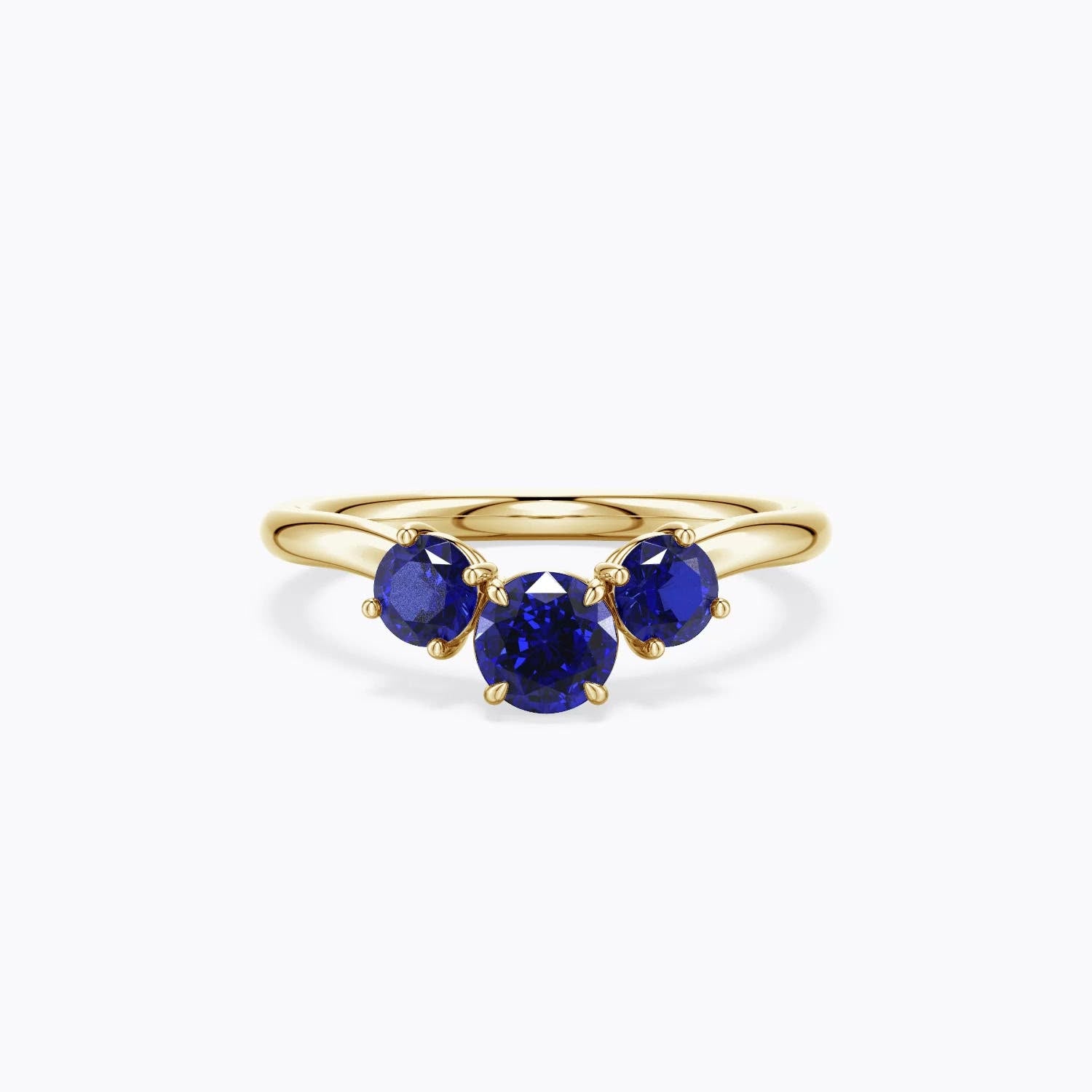 1.46 CTW Lab-Grown Round Blue Sapphire Engagement Ring with Multi-Shape Diamonds in 14K Yellow Gold