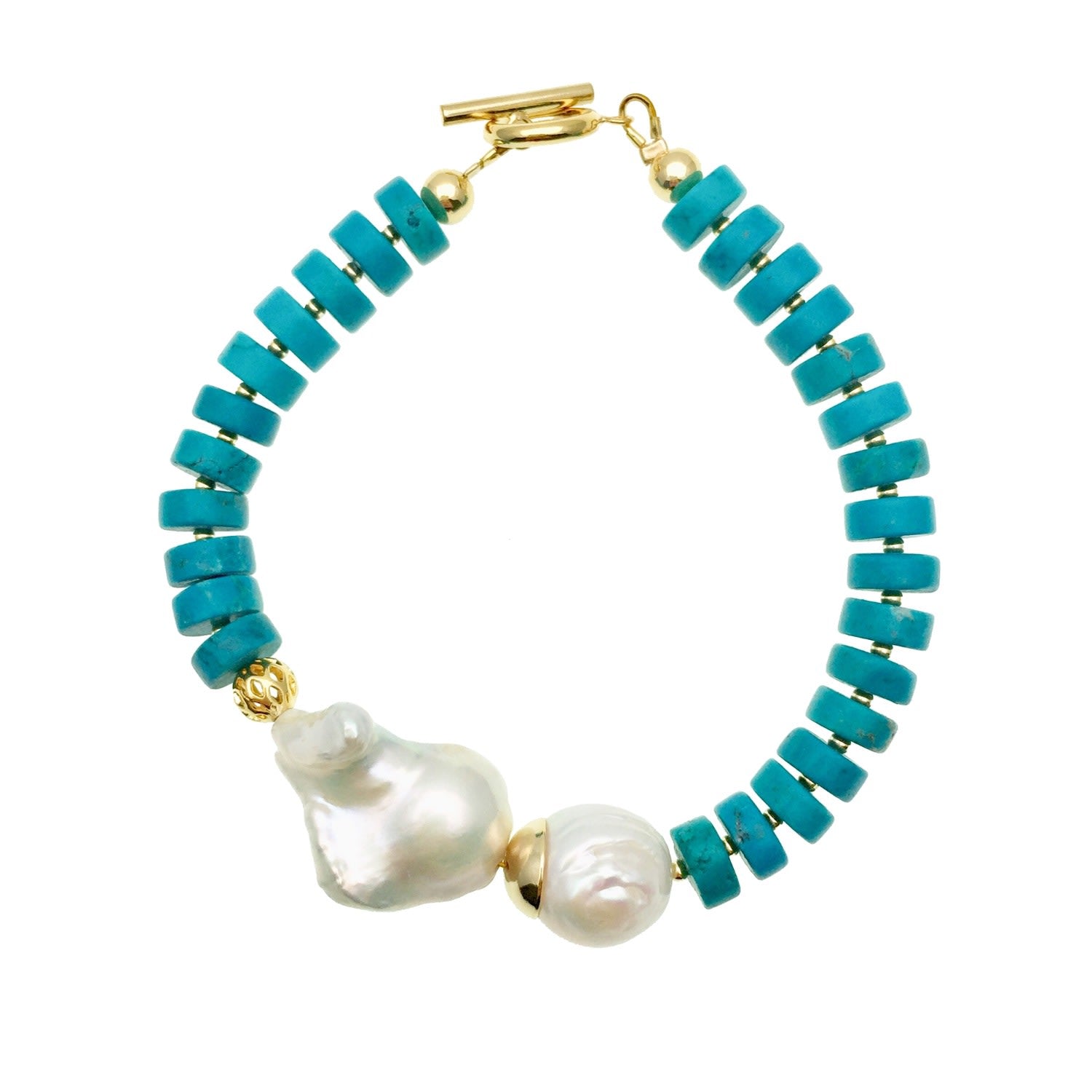 Turquoise & Baroque Pearl Bracelet