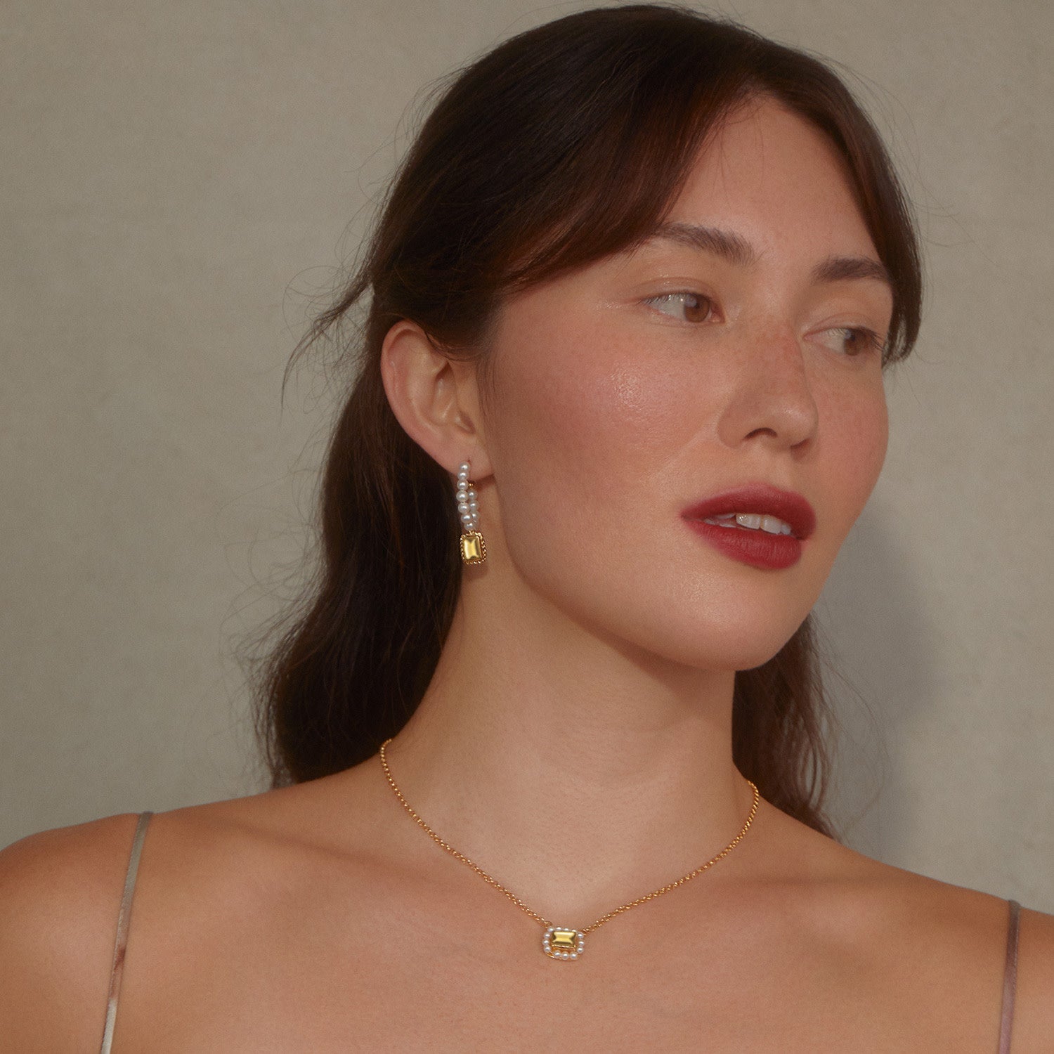 Luccichio Citrine And Pearl Necklace