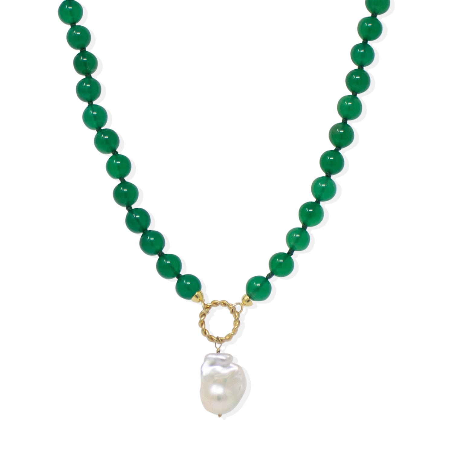 Luccichio Green Quartz Necklace With A Pearl