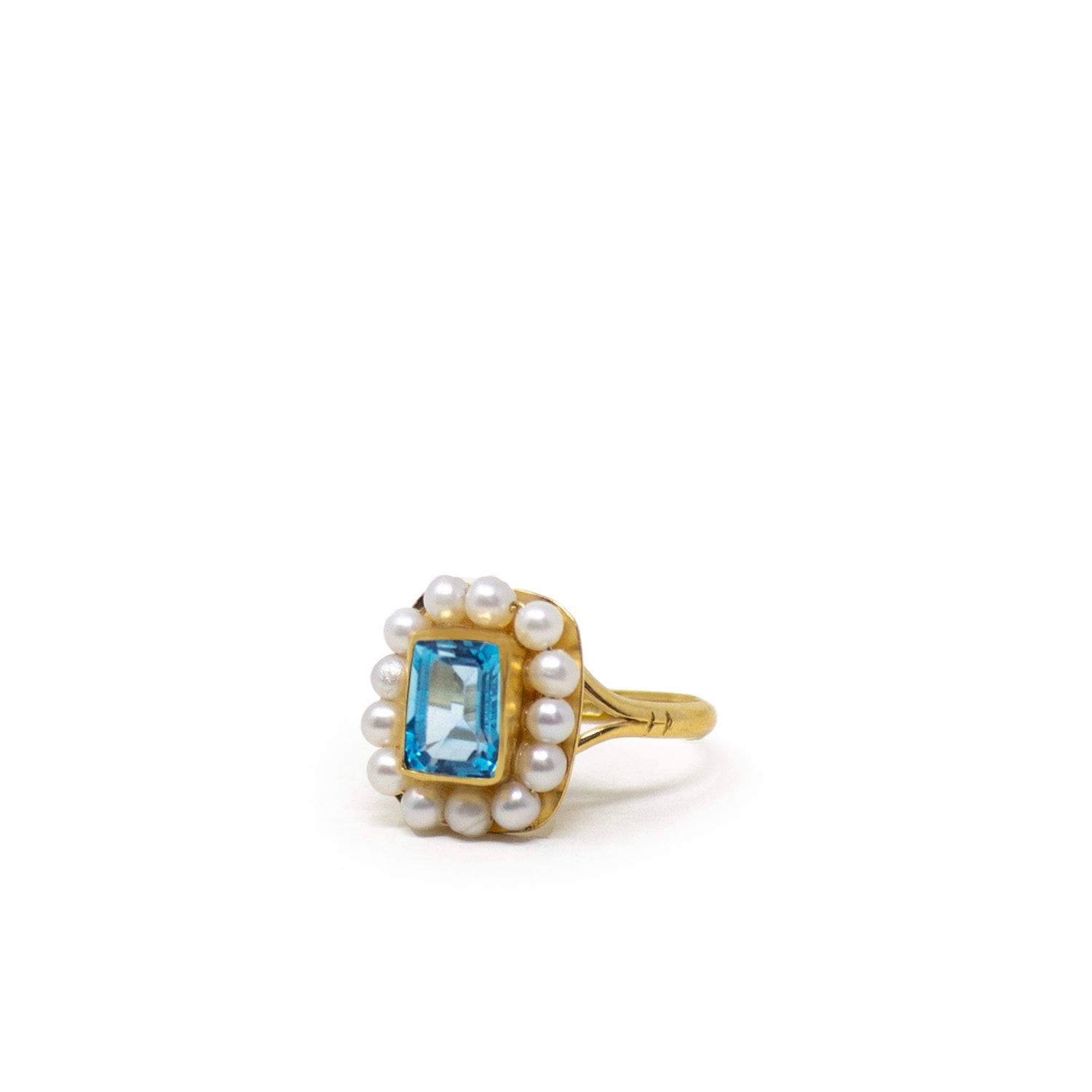 Luccichio Sky Blue Topaz And Pearl Stacking Ring