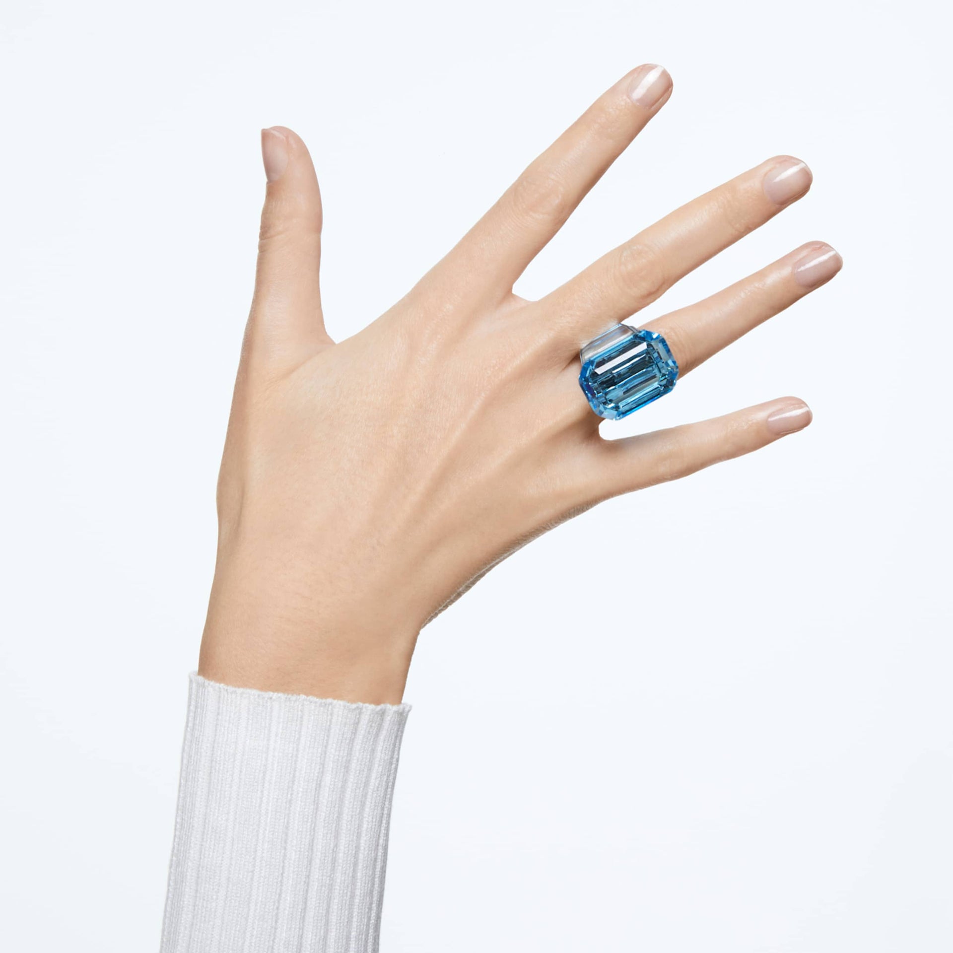 LUCENT COCKTAIL RING OCTAGON CUT BLUE