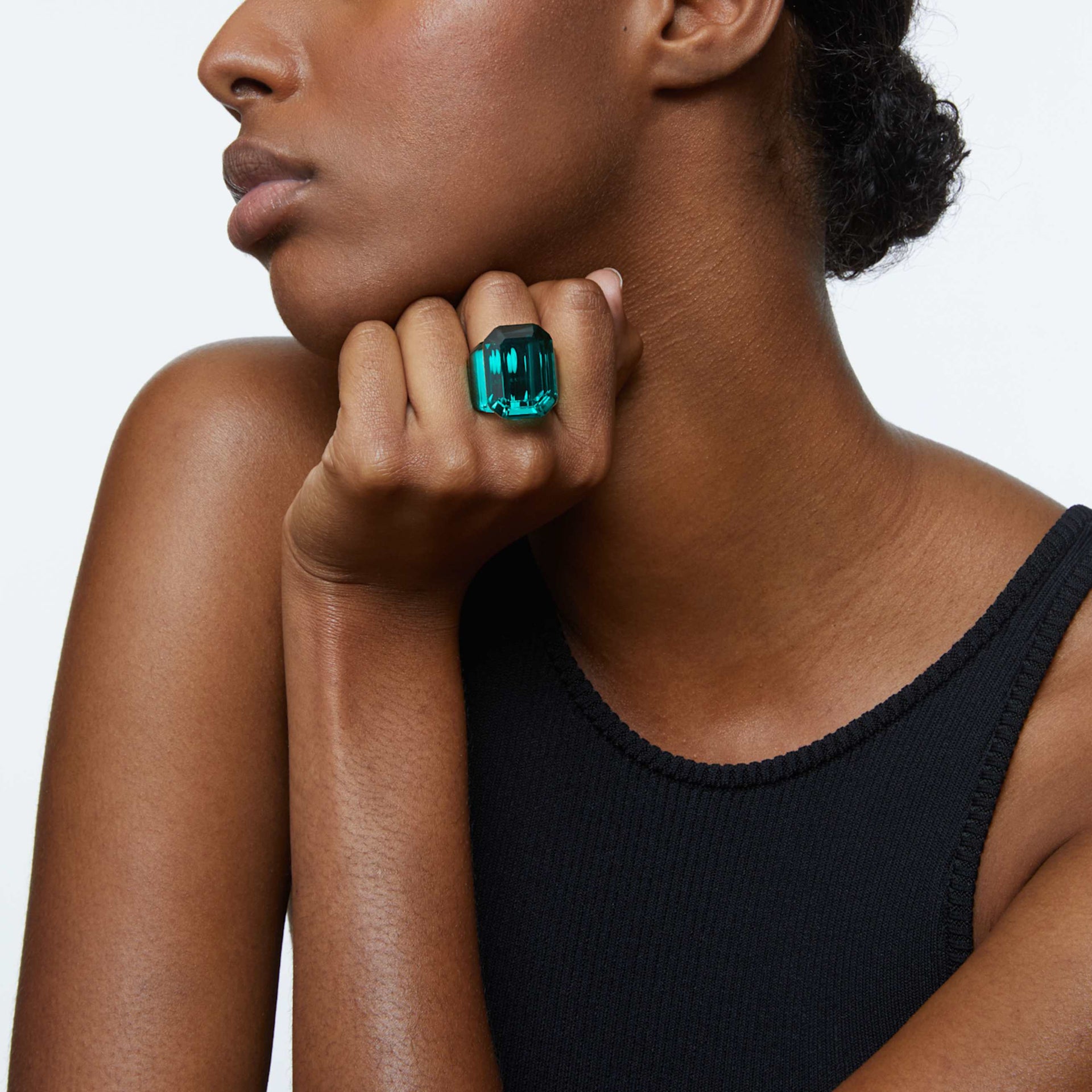 LUCENT COCKTAIL RING OCTAGON CUT GREEN
