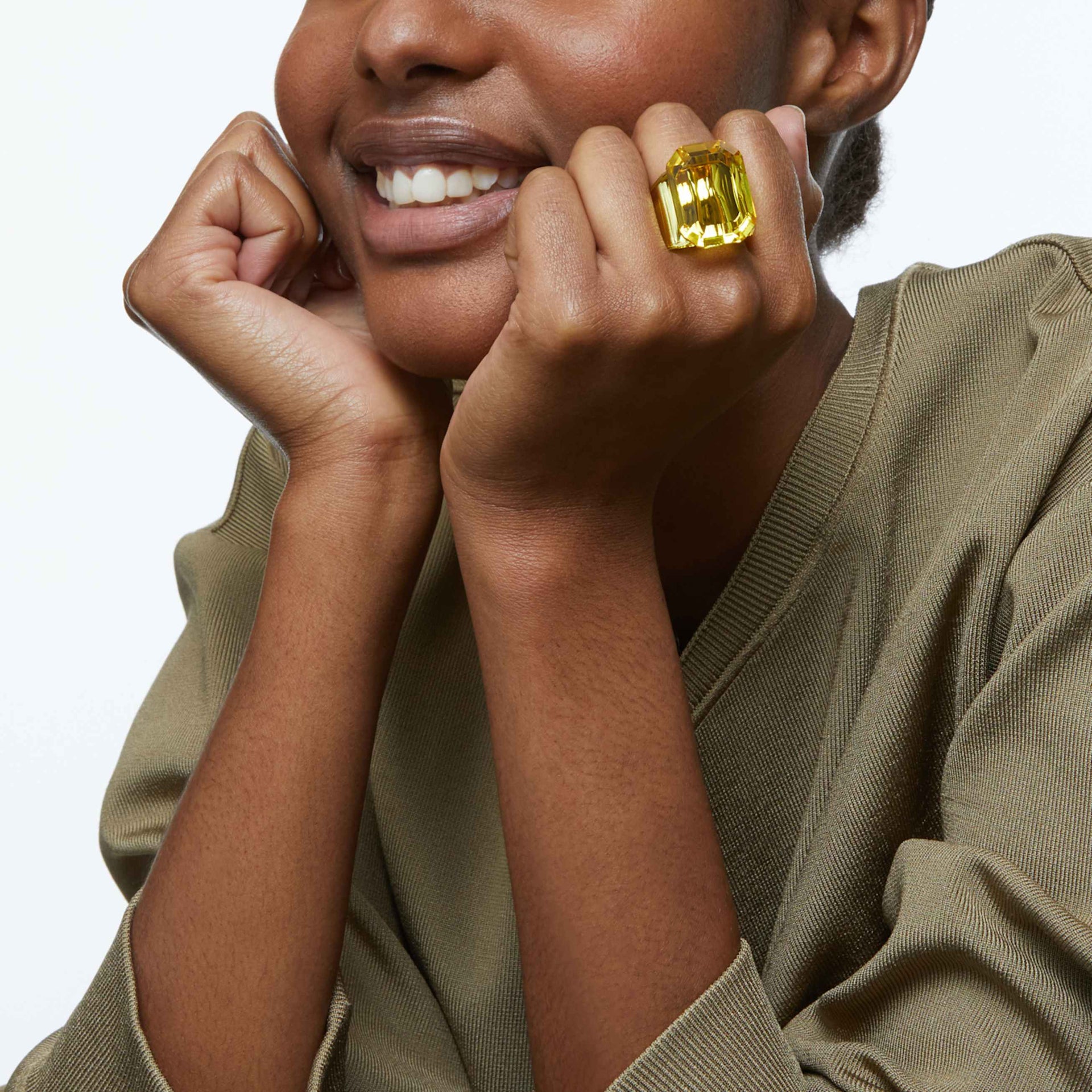 LUCENT COCKTAIL RING OCTAGON CUT YELLOW