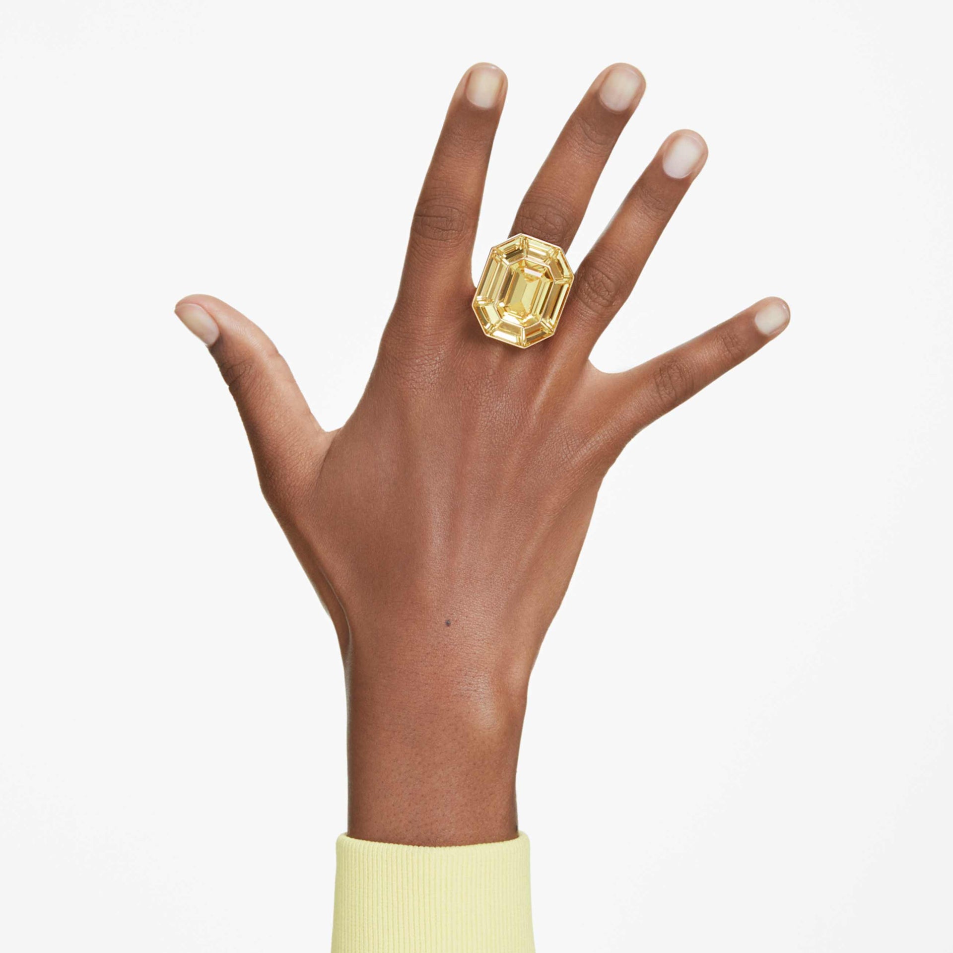 LUCENT COCKTAIL RING OCTAGON SHAPE YELLOW GOLD TONE PLATED