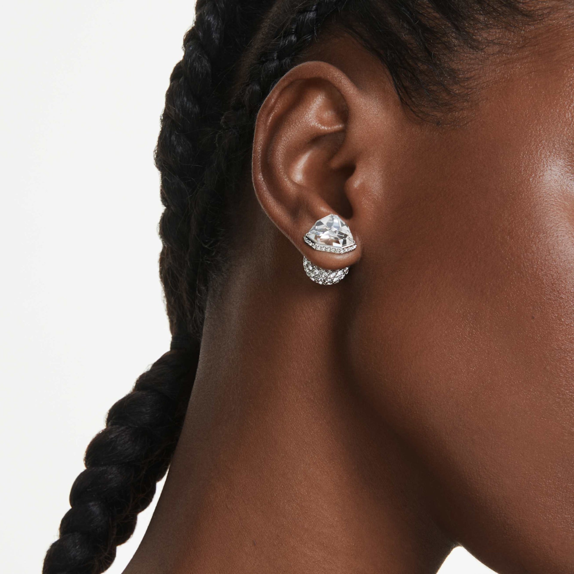 LUCENT STUD EARRINGS PAVE BALL WHITE RHODIUM PLATED