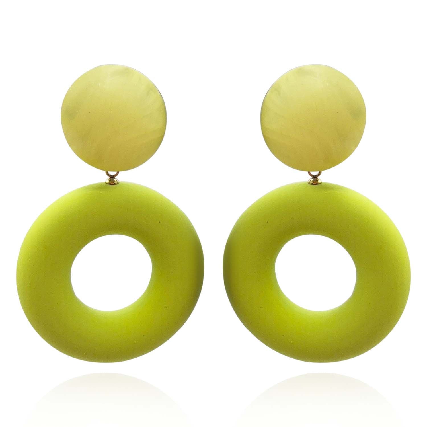 Lucia Chatreuse Resin And Matte Rubber Clip Drop Earrings