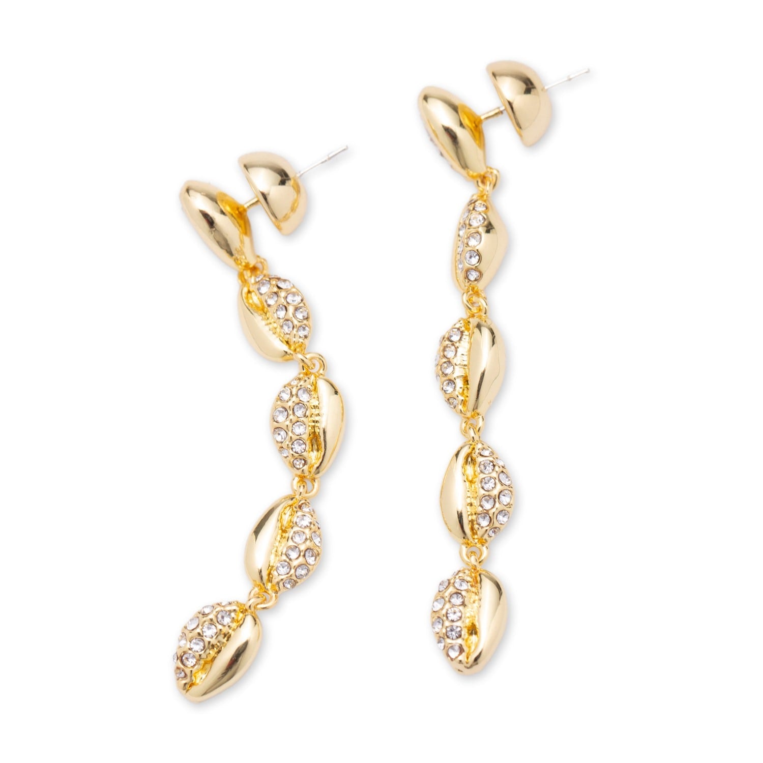 Lucia Gold Cascade Pavé Crystals Shell Drop Earrings