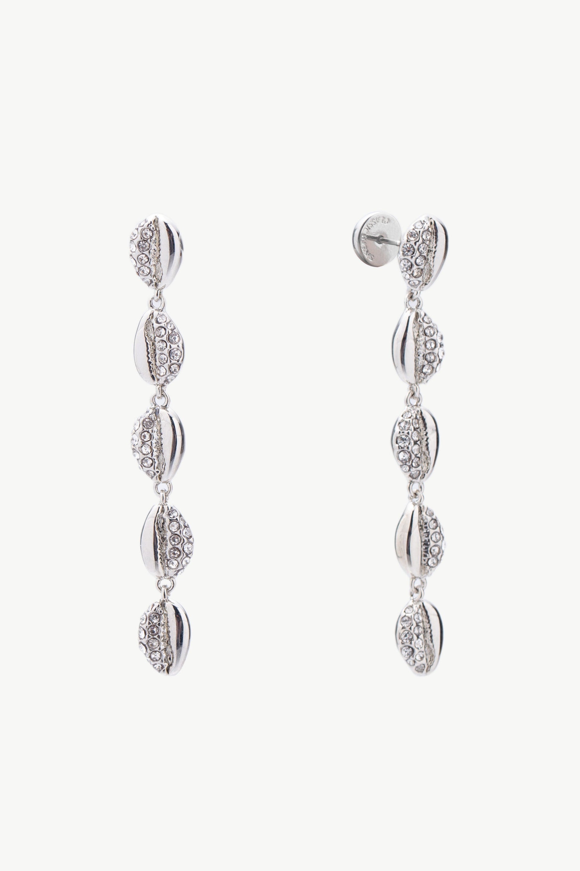 Lucia Silver Cascade Pavé Crystals Shell Drop Earrings