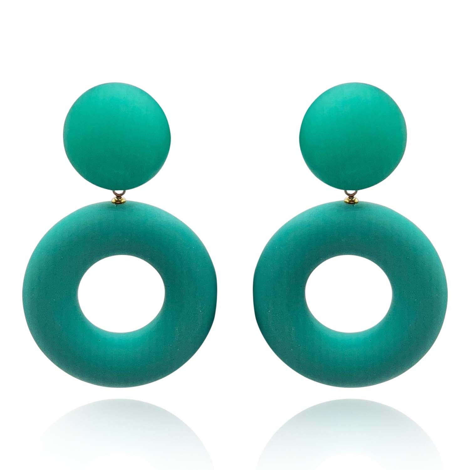 Lucia Turquoise Resin And Matte Rubber Clip Drop Earrings