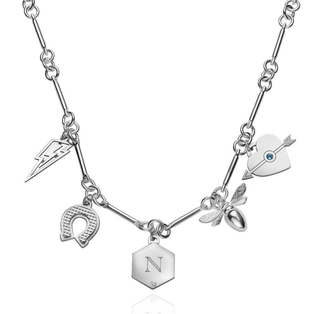 Personalized Charms Necklace in Silver Finish - Nicky Hilton Collection