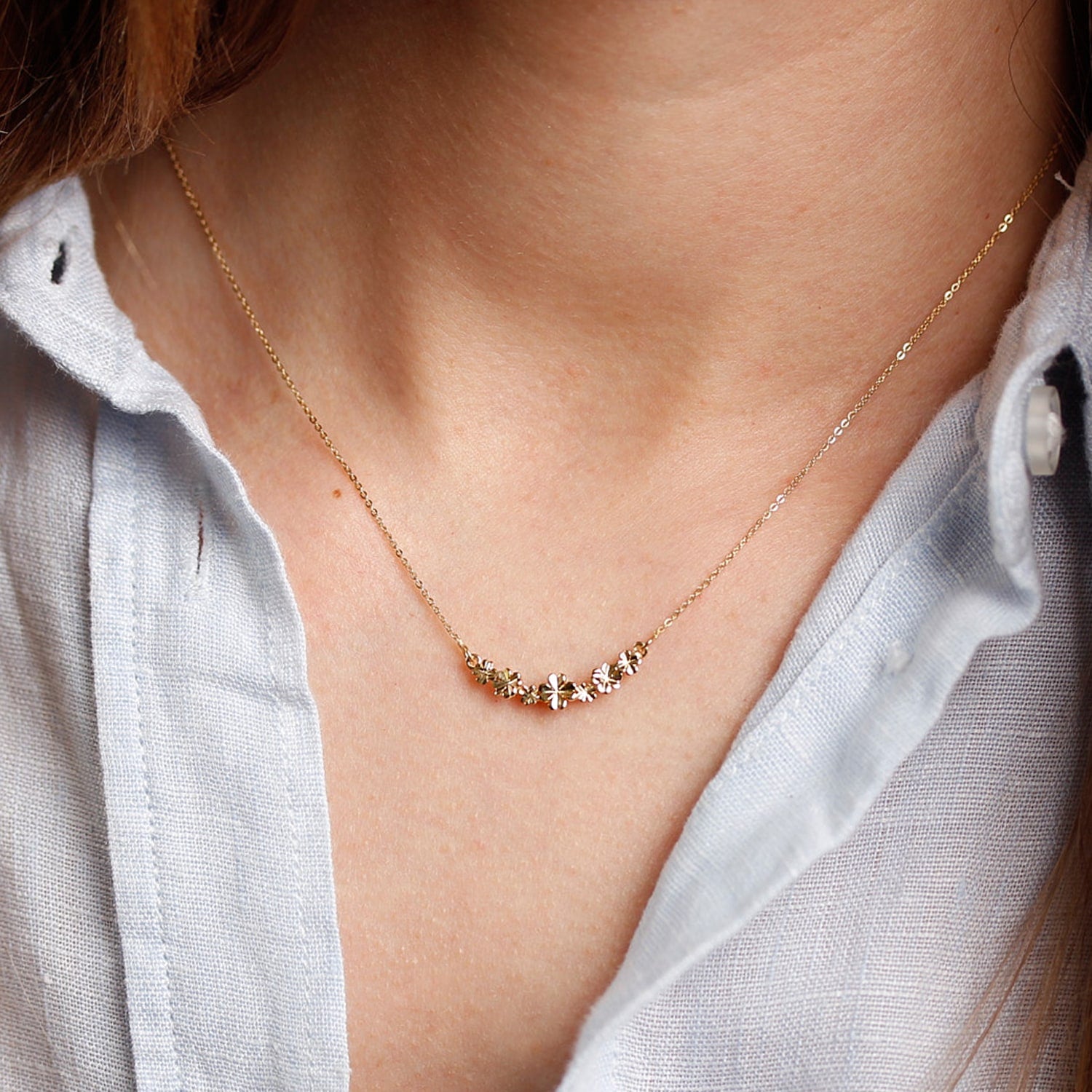 Lucky Clover Bar Necklace – Silver