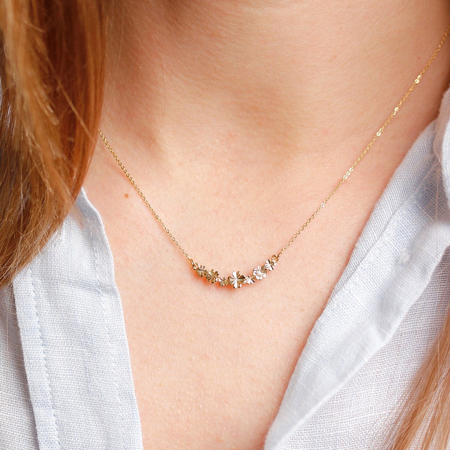 Lucky Clover Bar Necklace – Gold