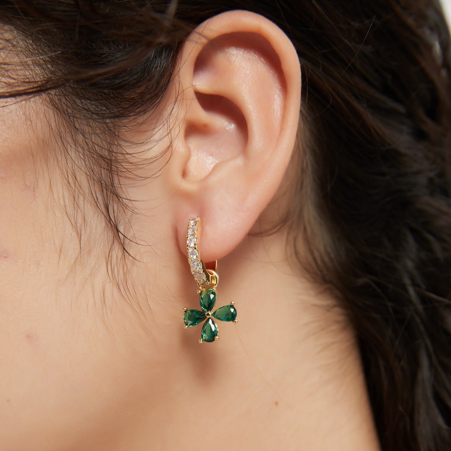 Lucky Clover Hoops Earrings