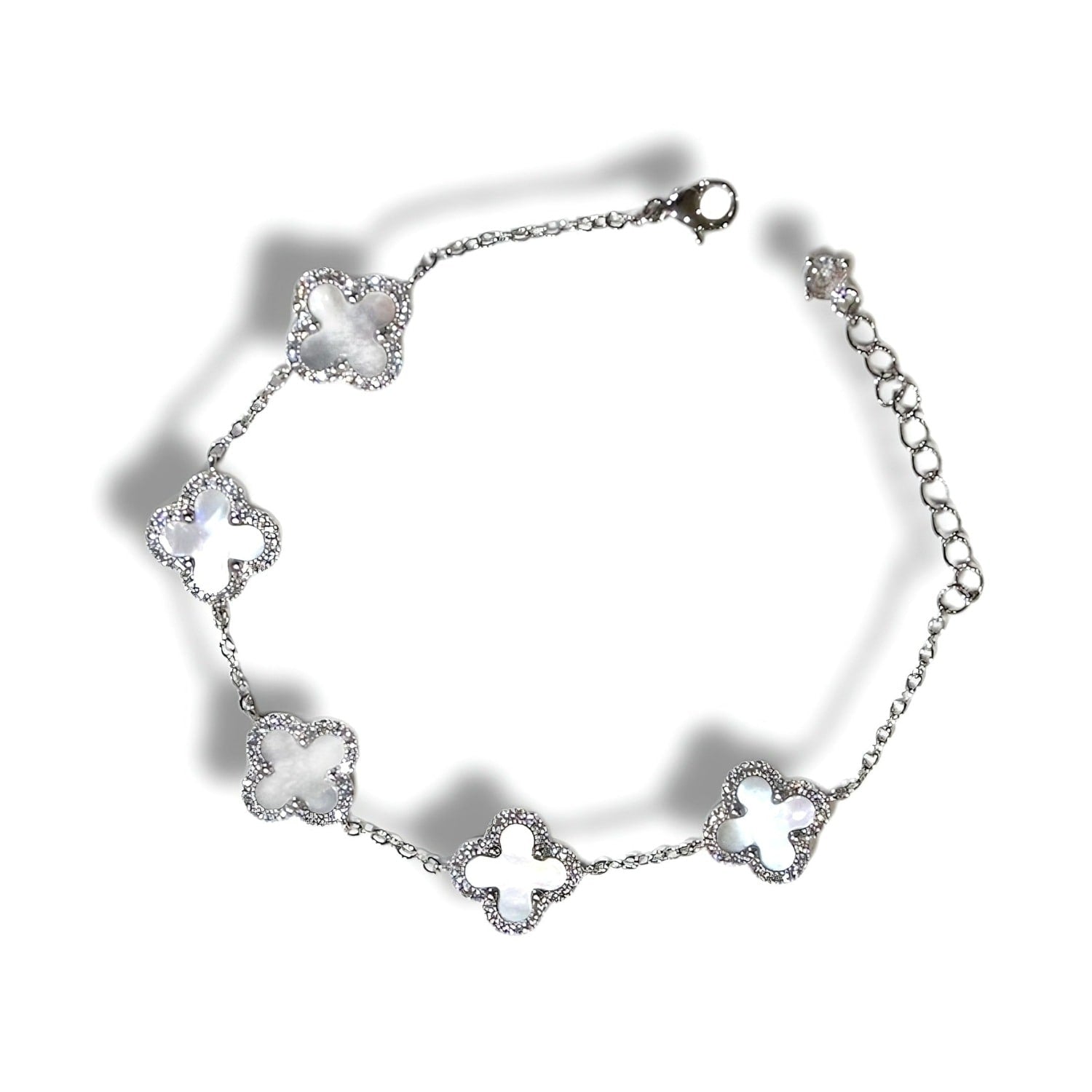 Lucky Clover Pearl Silver Bracelet