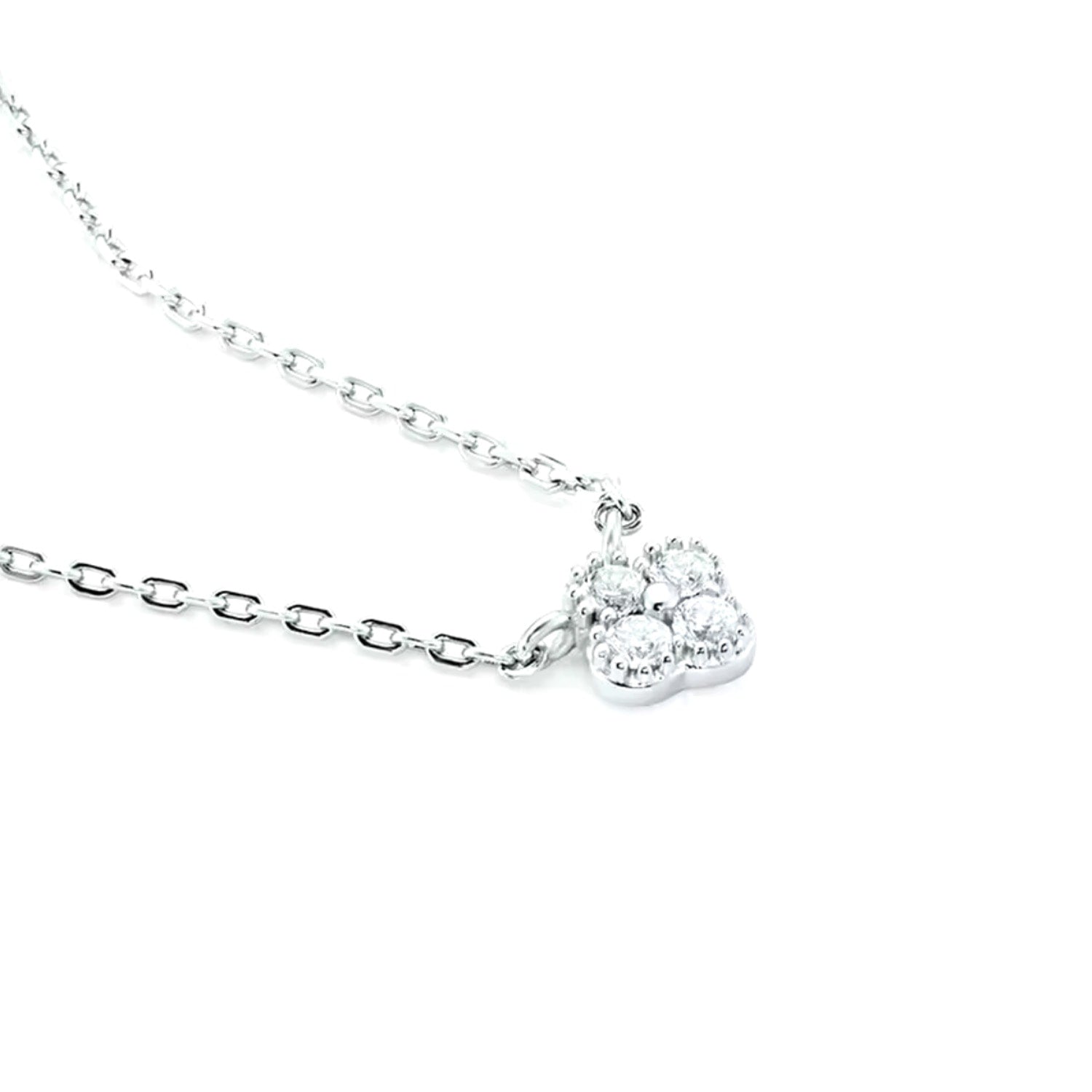 Lucky Clover Silver Crystal Necklace