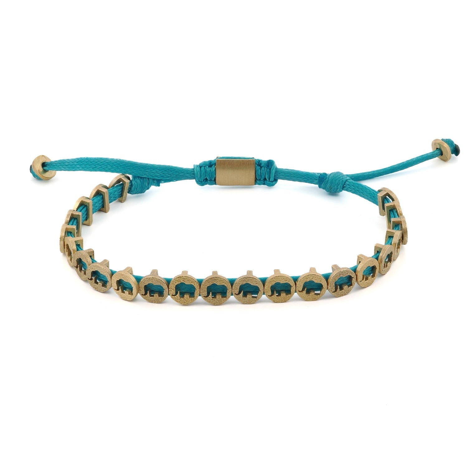Lucky Elephant Turquoise Woven Unisex String Bracelet - Turquoise