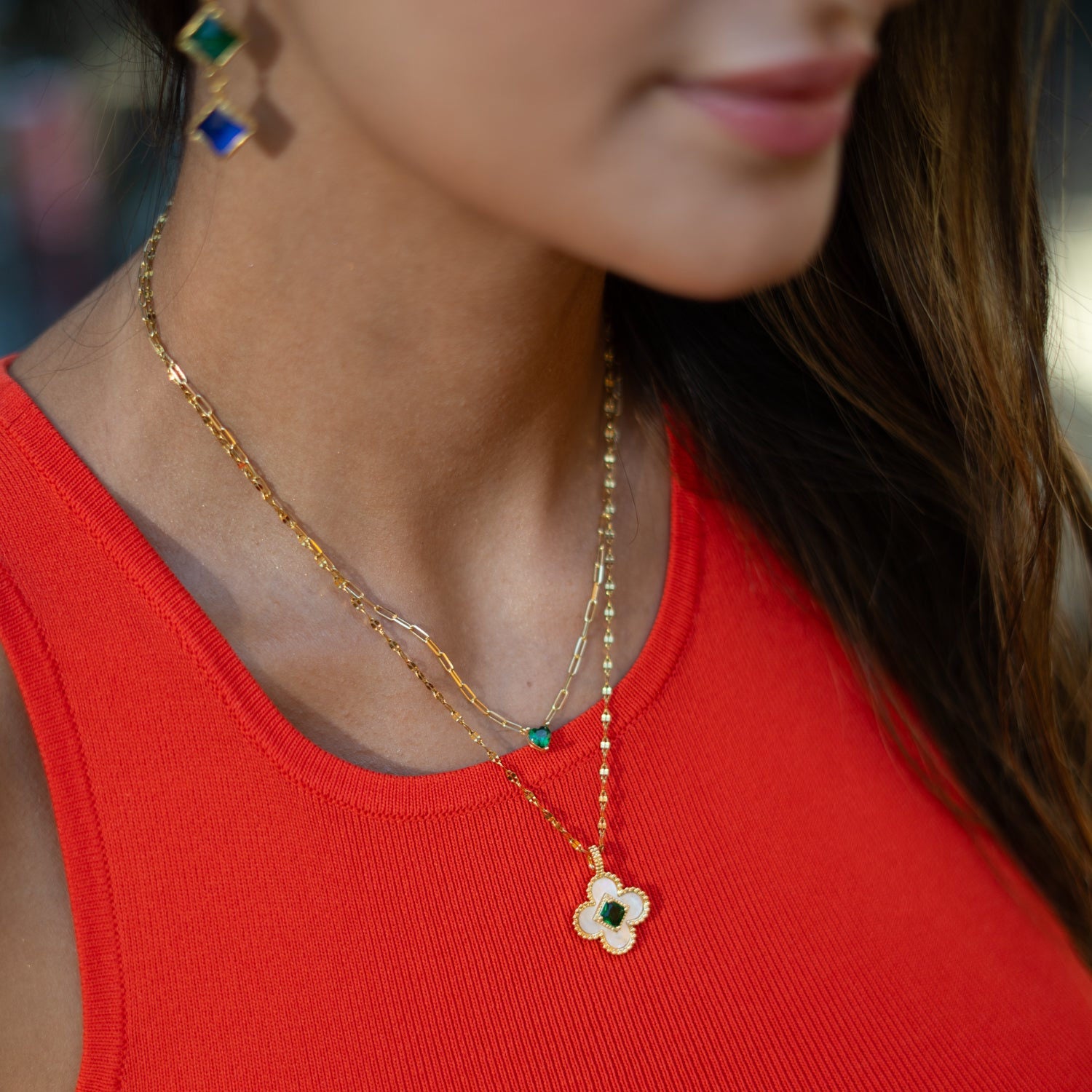 Lucky Emerald Clover Necklace - Gold