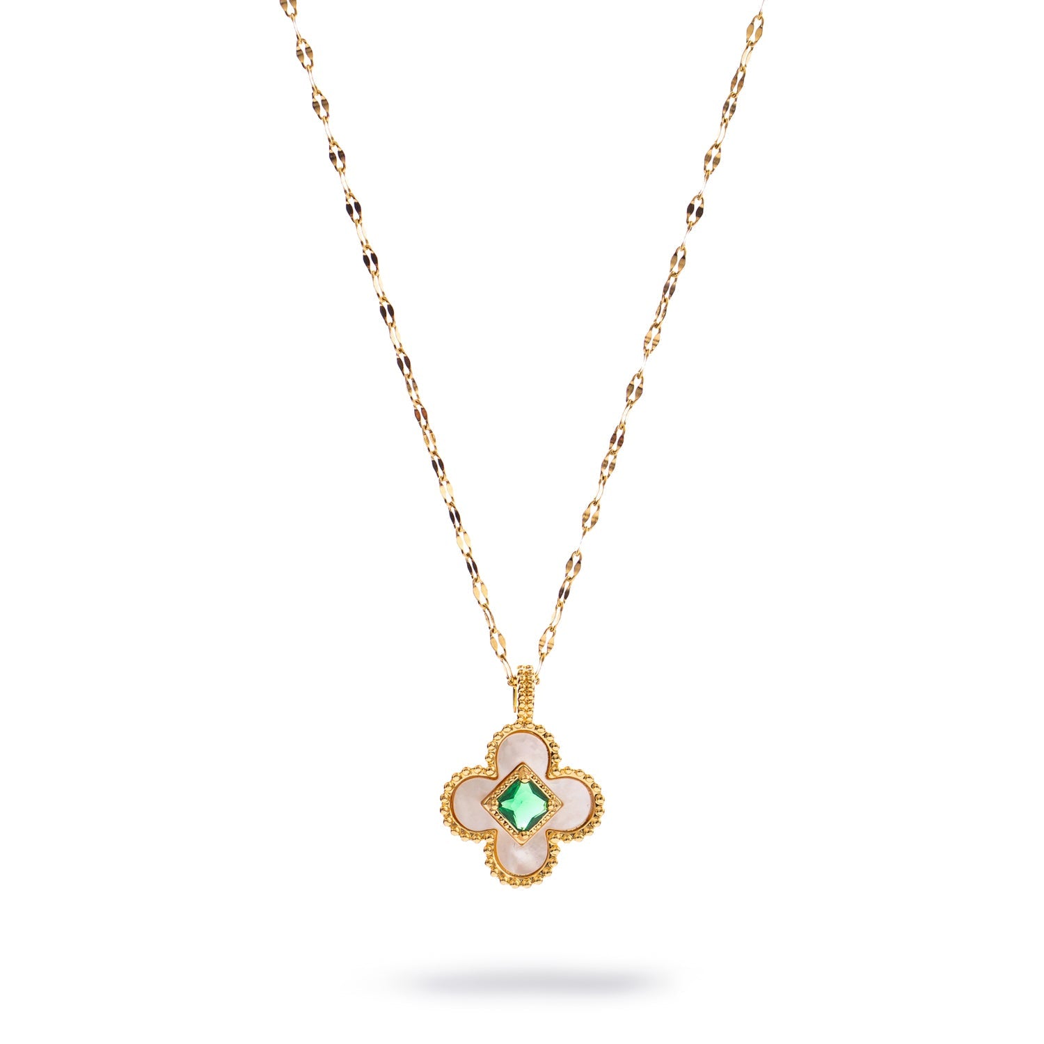 Lucky Emerald Clover Necklace - Gold
