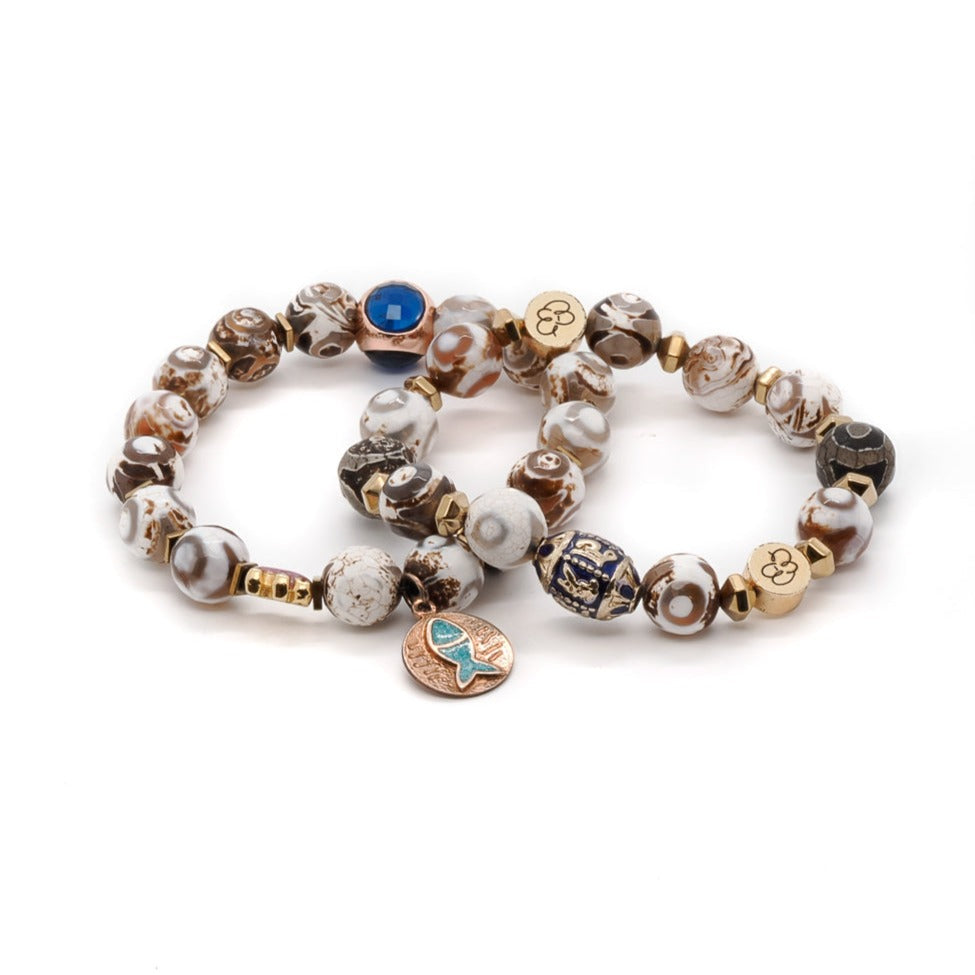 Lucky Fish Bracelet Set - Brown