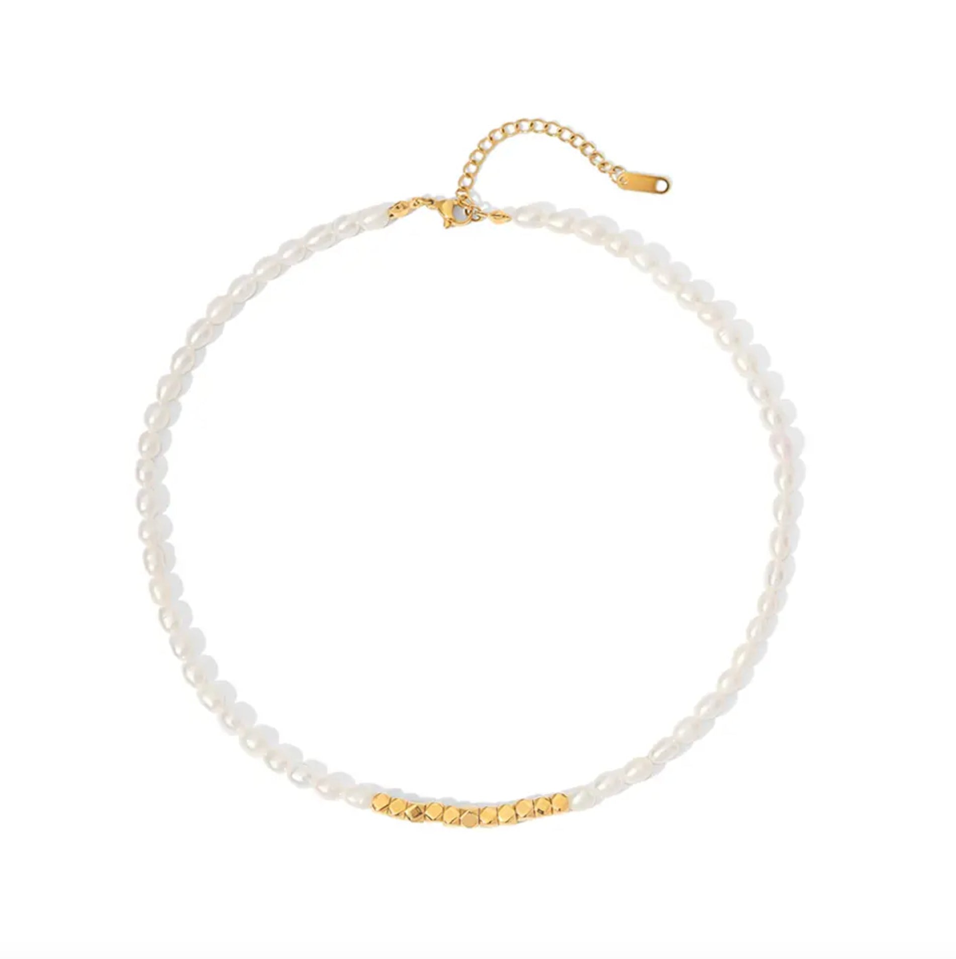 Lucky Pearls + Gold Beaded Necklace