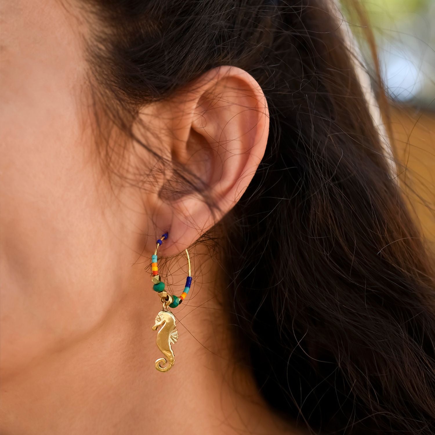 Lucky Seahorse - Hoop Earring