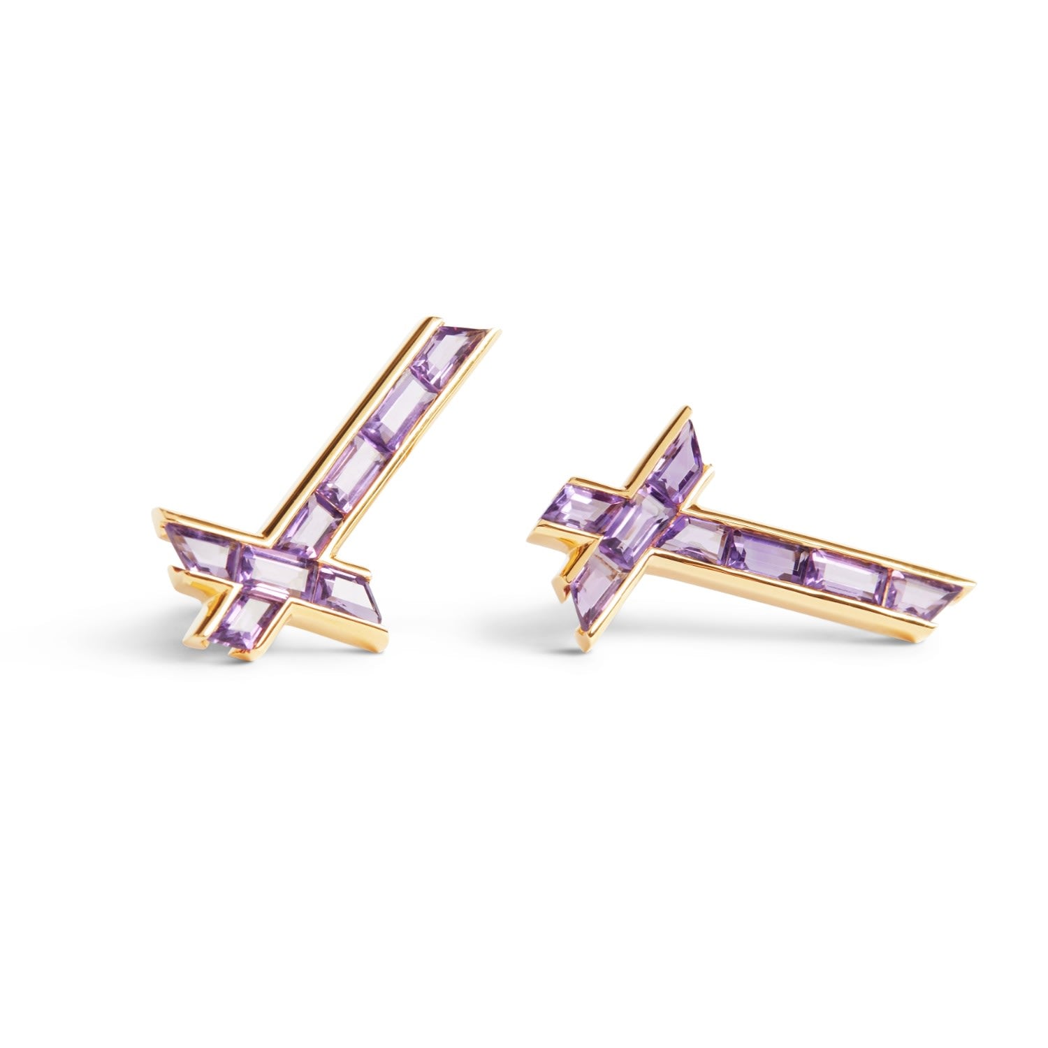 Lucky Star Earrings - February - Amethyst - Gold Vermeil