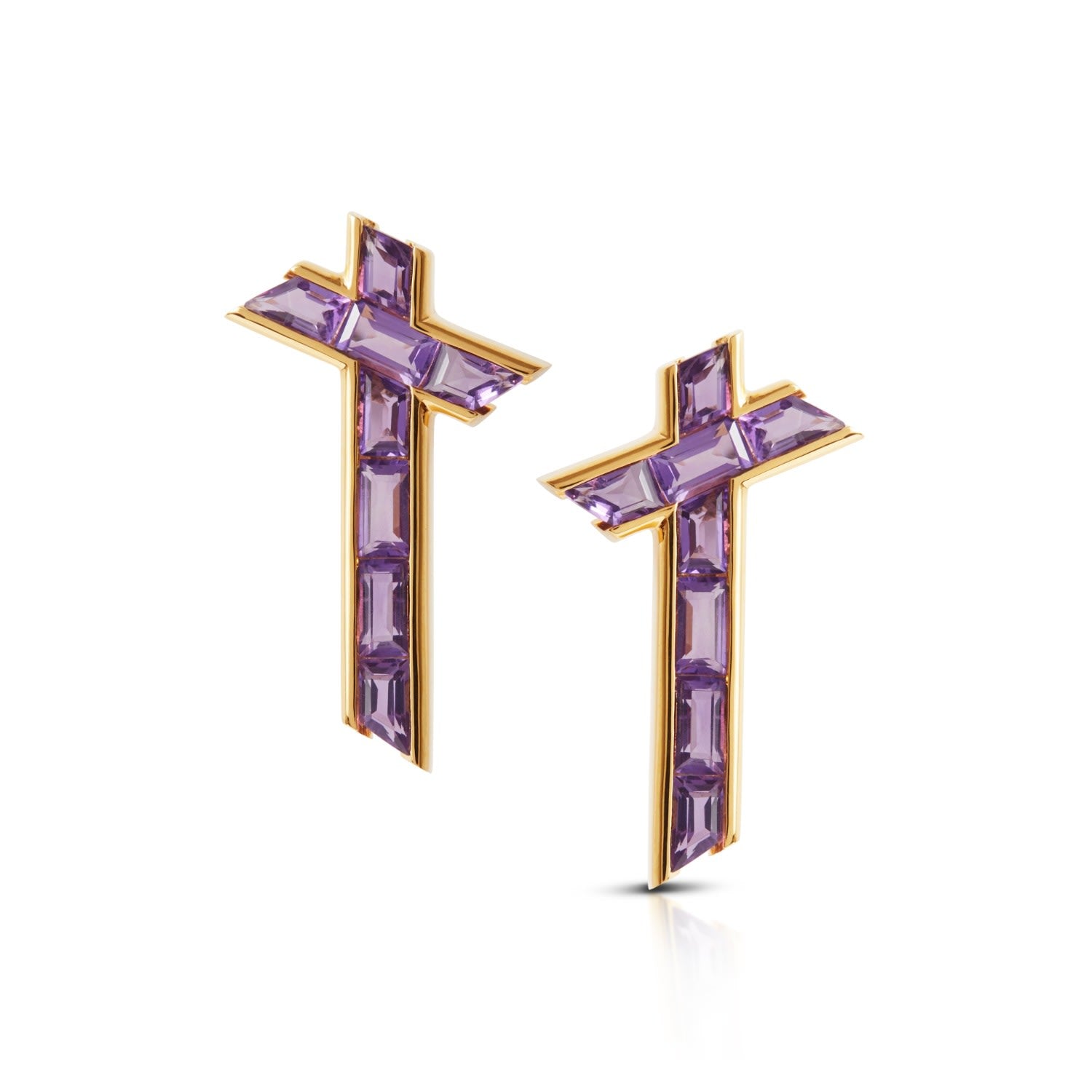 Lucky Star Earrings - February - Amethyst - Gold Vermeil