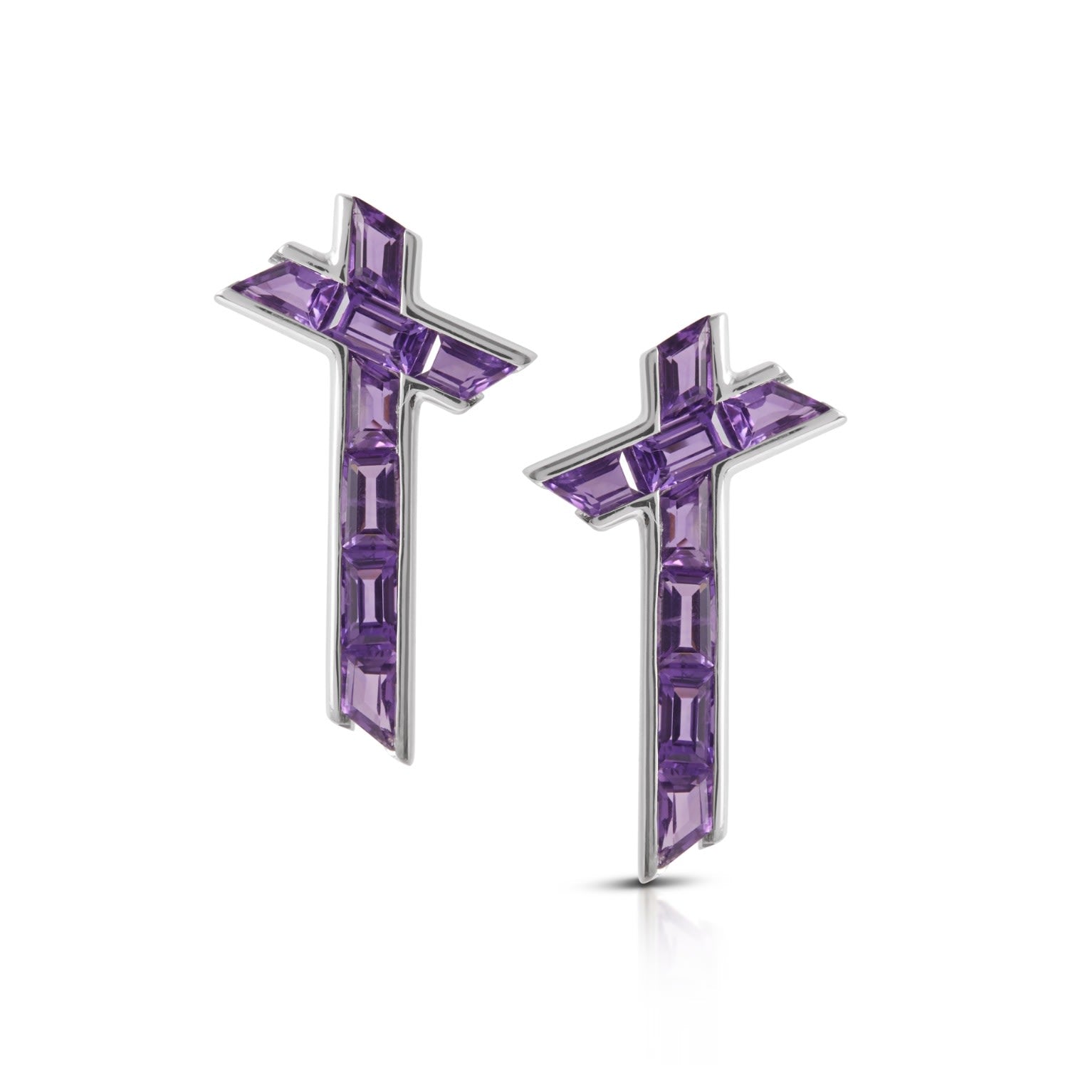 Lucky Star Earrings - February - Amethyst - Silver
