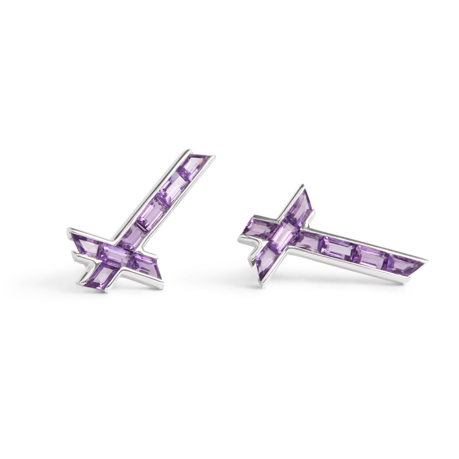 Lucky Star Earrings - February - Amethyst - Silver
