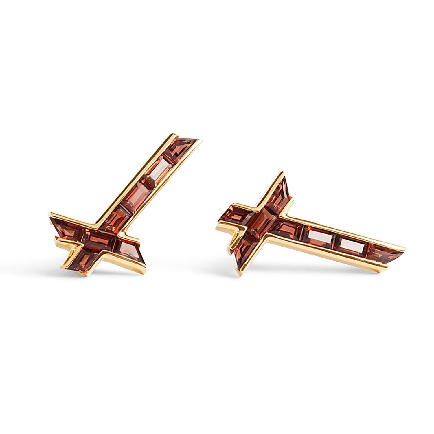 Lucky Star Earrings - January - Garnet - Gold Vermeil
