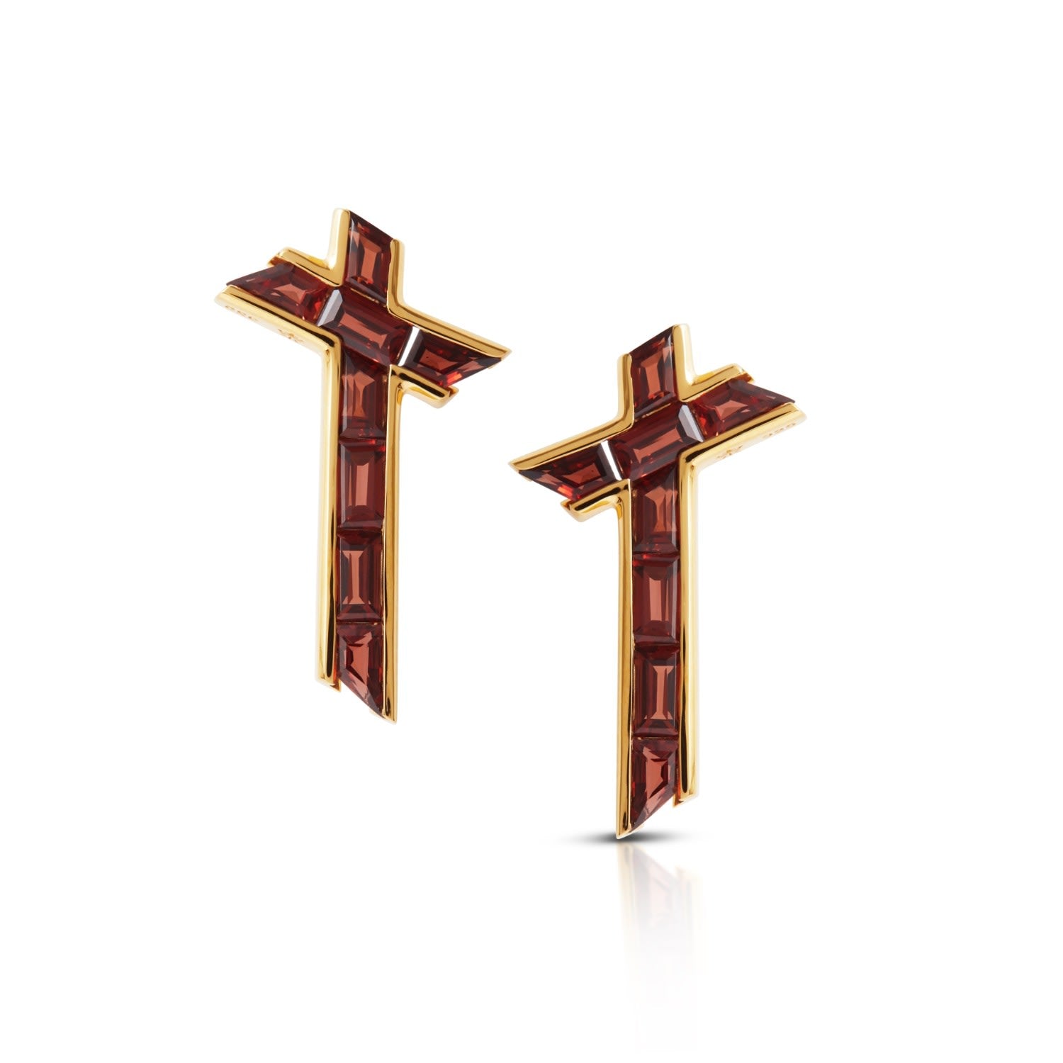 Lucky Star Earrings - January - Garnet - Gold Vermeil