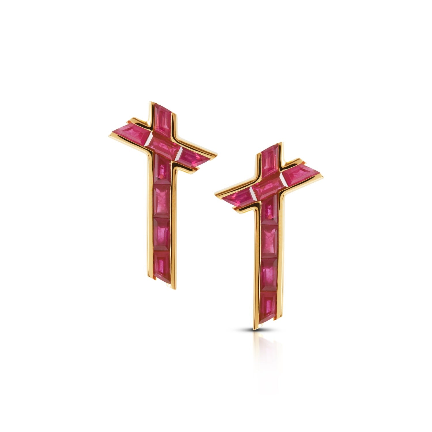Lucky Star Earrings - July - Ruby - Gold Vermeil