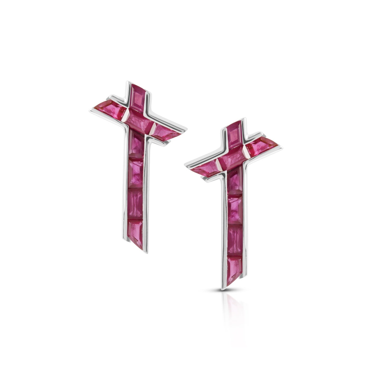 Lucky Star Earrings - July - Ruby - Silver
