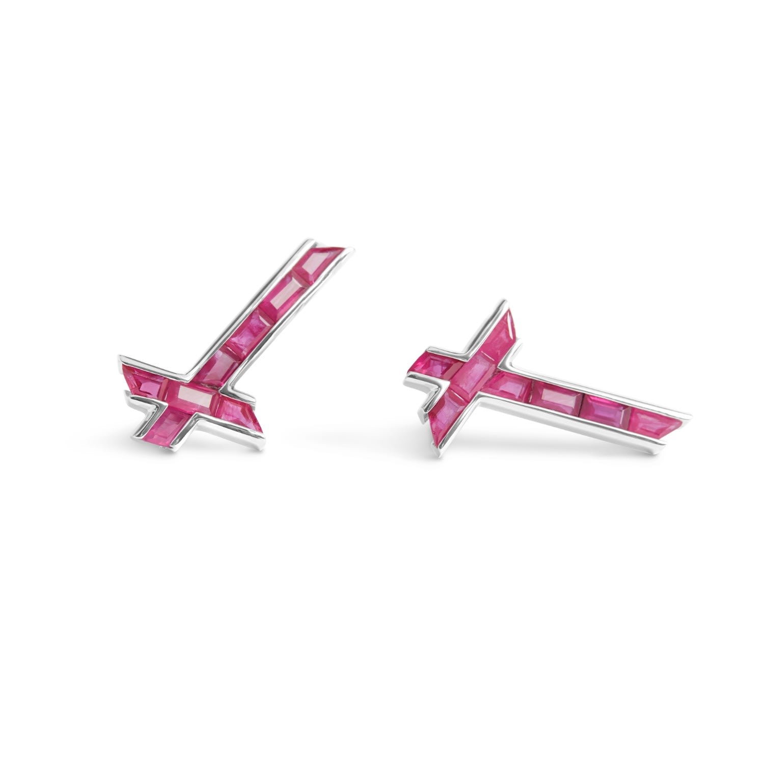 Lucky Star Earrings - July - Ruby - Silver
