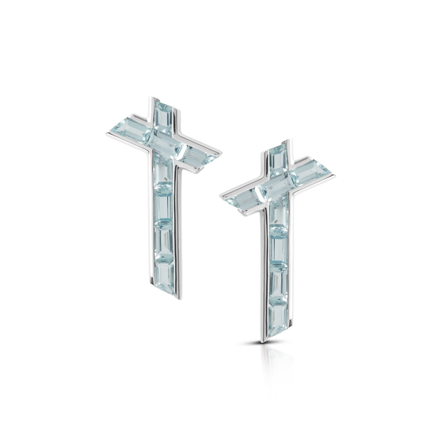 Lucky Star Earrings - March - Aquamarine - Silver