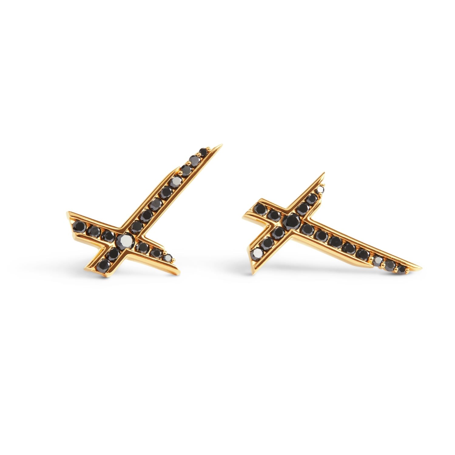 Lucky Star Earrings - April - Black Diamond - Gold Vermeil