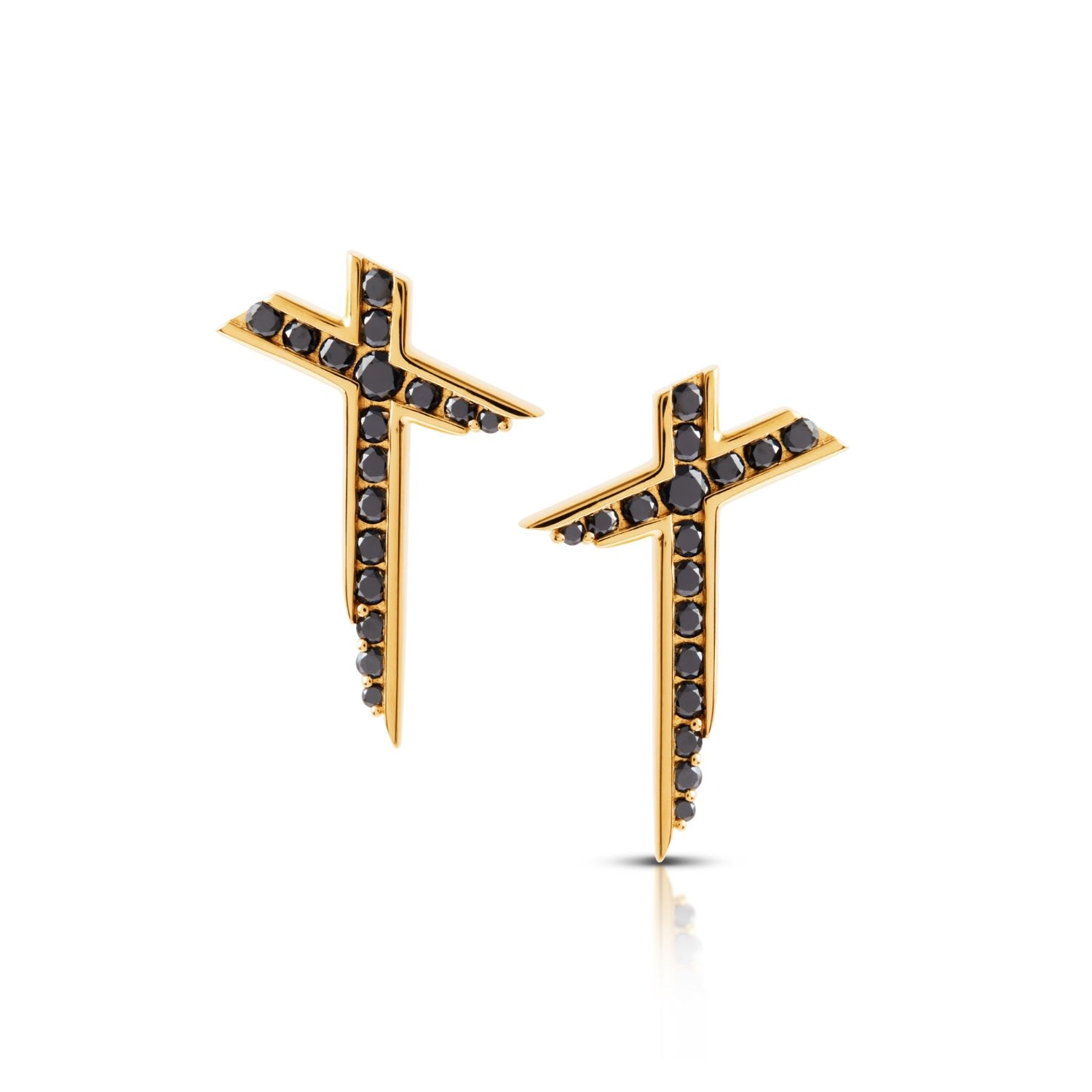 Lucky Star Earrings - April - Black Diamond - Gold Vermeil