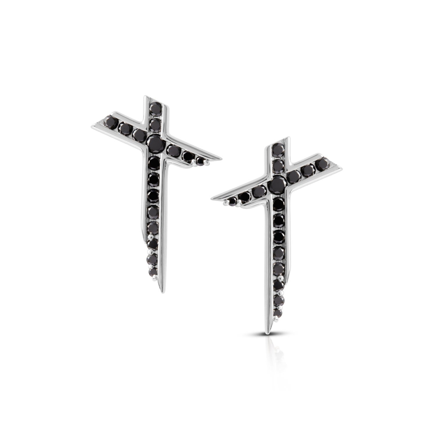 Lucky Star Earrings - April - Black Diamond - Silver