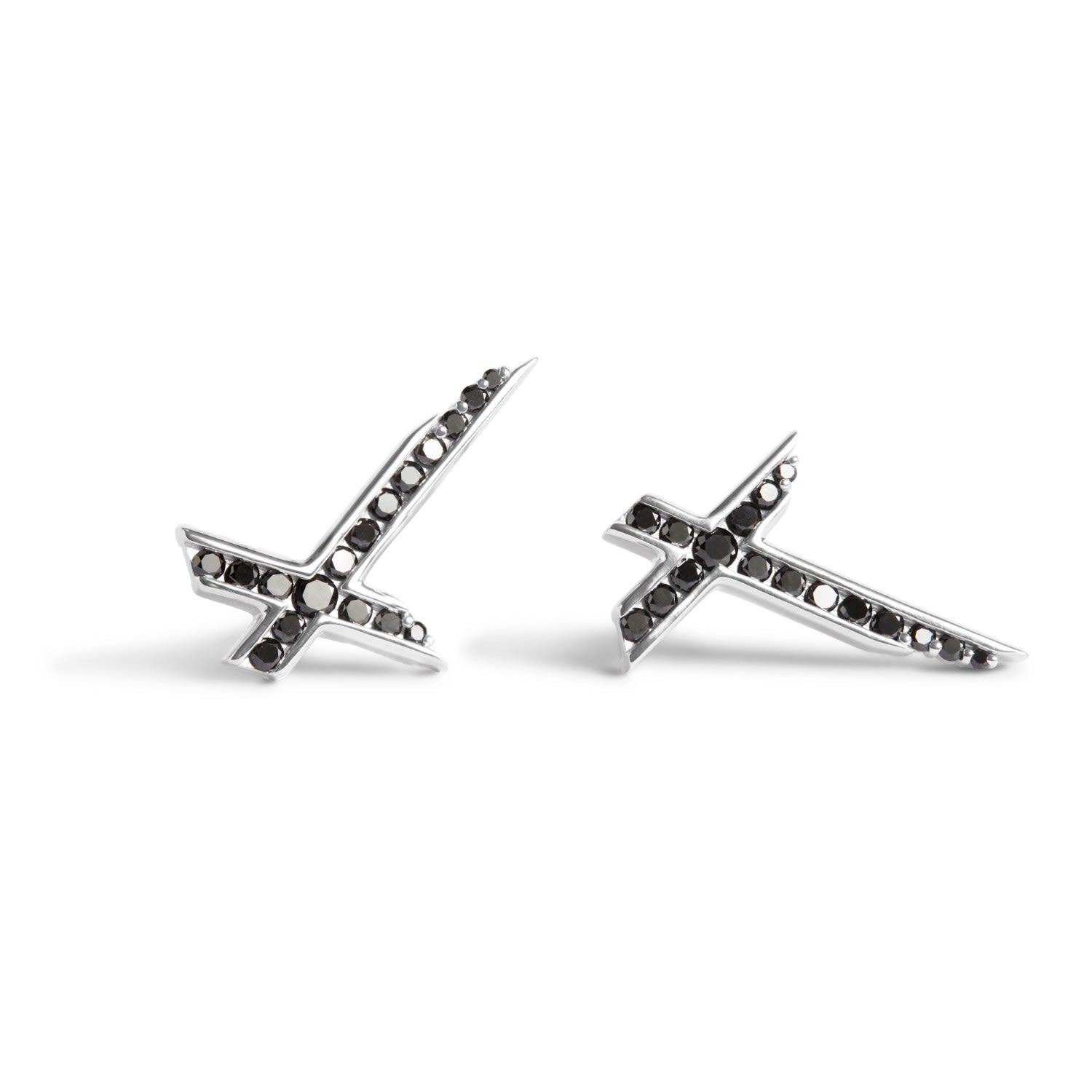 Lucky Star Earrings - April - Black Diamond - Silver