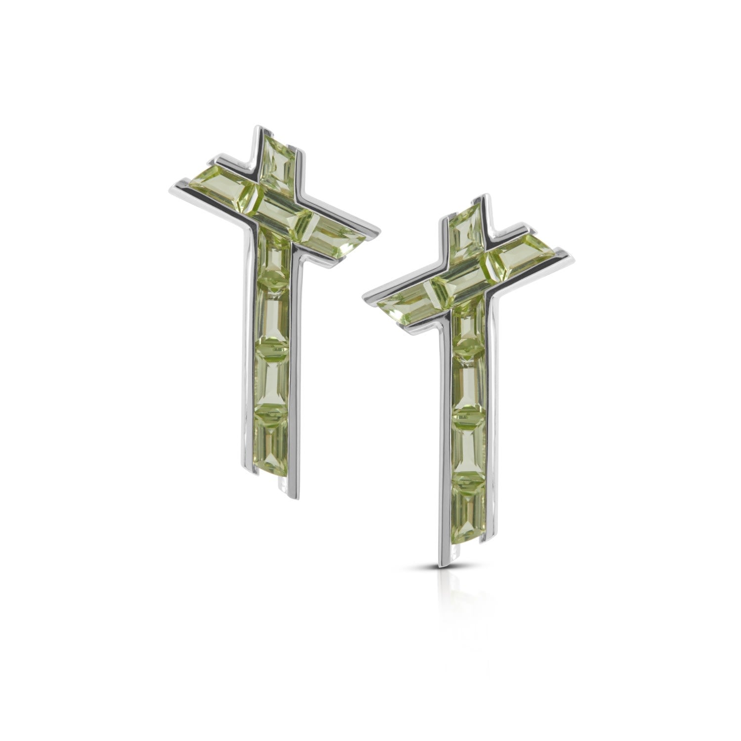 Lucky Star Earrings - August - Peridot - Silver