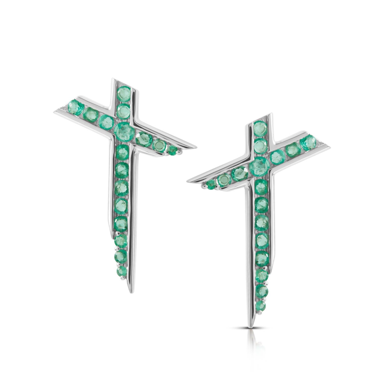 Lucky Star Earrings - May - Emerald - Silver
